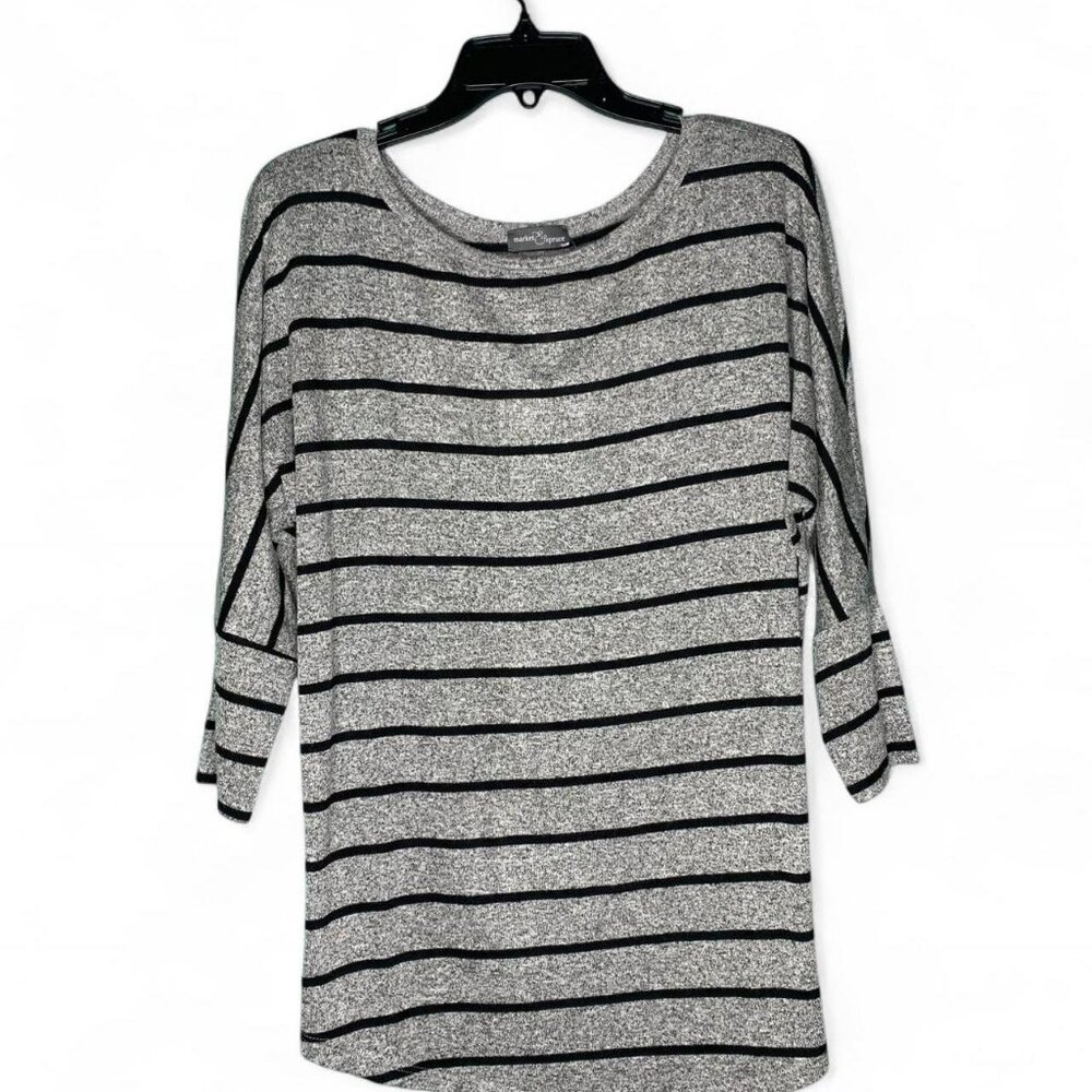 Market & Spruce Black Striped Large Blouse